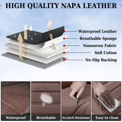 Coverado seat covers - waterproof nappa leather car seat cover for front seats