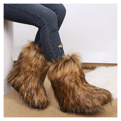 IXU women's faux fur boot — comfy plush warm mid-calf design