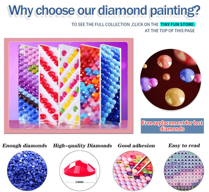 TINY FUN 12 pack diamond painting kits - 5D art kit for beginners with round diamonds