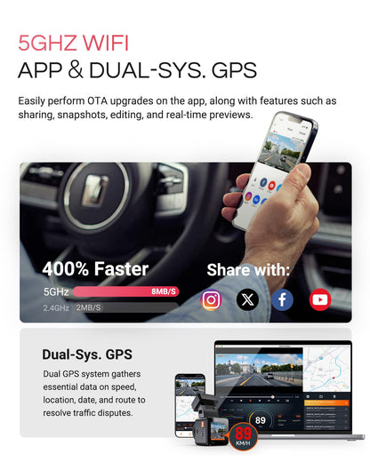 Vantrue E1 Pro 4K mini dash cam — 4K resolution with night vision and GPS support