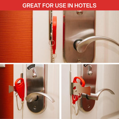 Lock — Original portable door lock by Rishon Enterprises Inc. for security and travel.