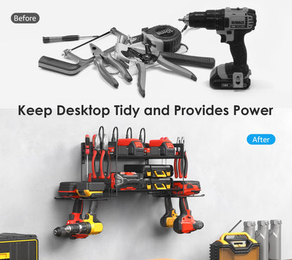 CCCEI storage rack with charging station and wall mount for drills holder