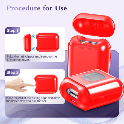 Electric nail clipper - rechargeable with LED light and 2-speed settings.