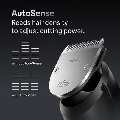 Braun Series 7 74 hair trimmer — stainless steel, waterproof, cordless