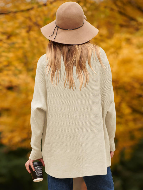 Sweater — Oversized turtleneck batwing style for casual wear