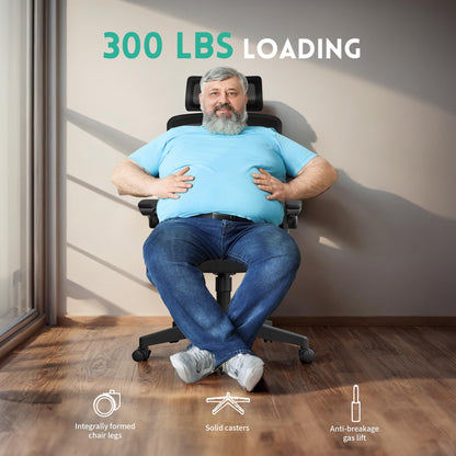 Ergonomic office chair — adjustable lumbar support and rotatable headrest