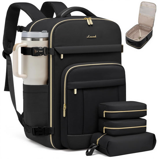 LOVEVOOK travel backpack with 3 packing cubes for carry-on and personal items