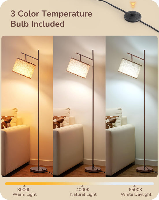 EDISHINE floor lamp — 64.7 minimalist design with adjustable shade and foot pedal switch
