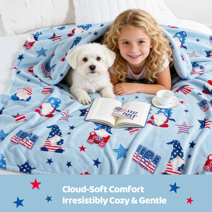 Cozy Bliss gnome throw blanket — ultra soft milkyplush for couch, sofa and bed