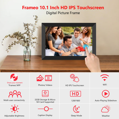 Digital picture frame — WiFi touchscreen display with auto-rotate feature and easy sharing