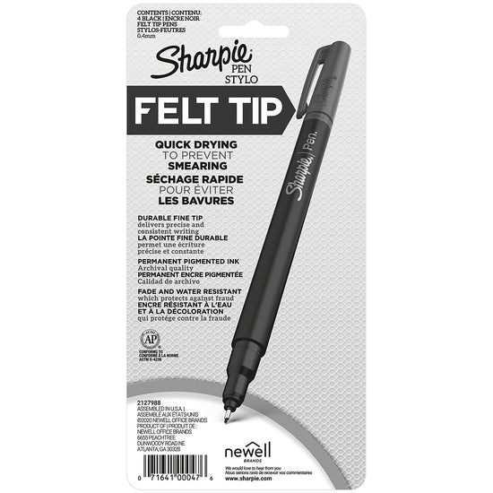 MARKING_PEN — Sharpie fine point felt tip pens, black, 4 count, 0.4mm