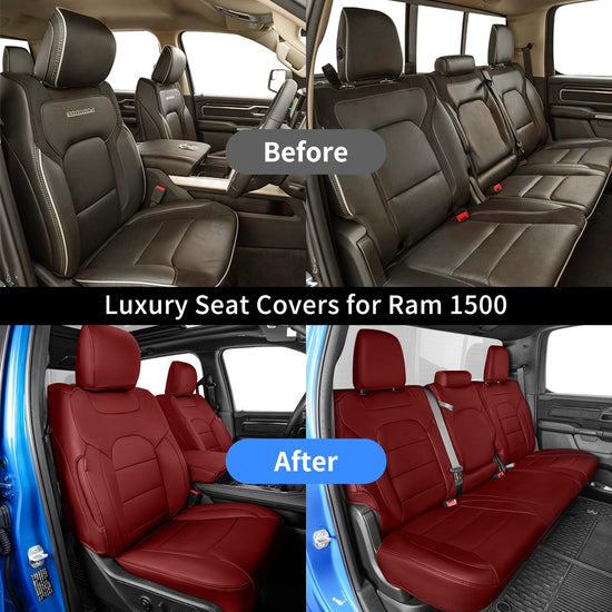 coverdream RAM seat covers - waterproof leather protection for 2019-2026 Ram 1500 CrewCab