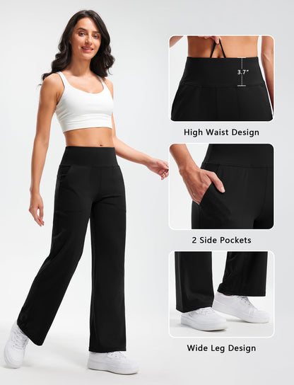 Libin yoga pants — wide leg with pockets and high waist design 29/31 lengths