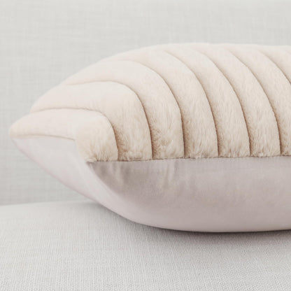 Pallene decorative pillow covers — luxury soft fluffy striped design 18x18 set of 2 cream white