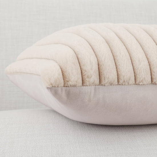 Pallene decorative pillow covers — luxury soft fluffy striped design 18x18 set of 2 cream white