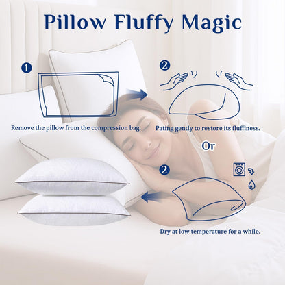 JOLLYVOGUE pillows - Soft and supportive set of 2 bed pillows for side and back sleepers