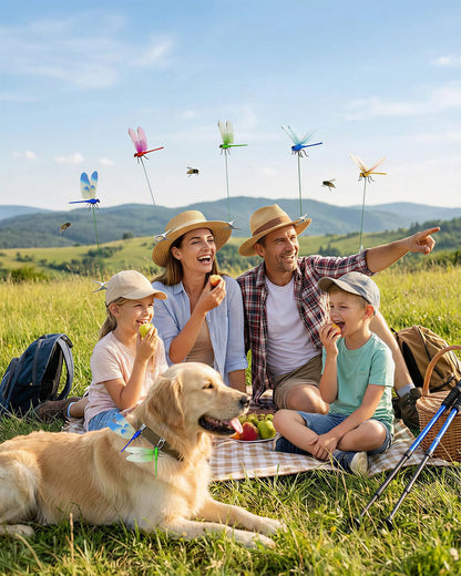 Shinfirst 8 Pack Dragonfly Decoy Clips, 3D Realistic Wingman for Outdoor Garden, Nature-Inspired Visual Deterrent for Wasps, Flies and Bees, Clip-on Decoration for Hats, Backpacks and Patio
