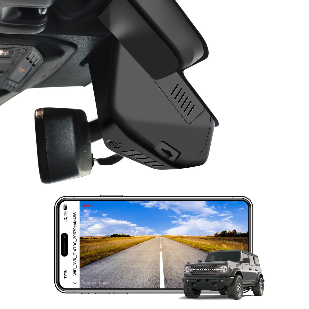 Mangoal 4K dash cam - Compatible with Ford Bronco 2025 2026, WiFi, GPS, 64GB card