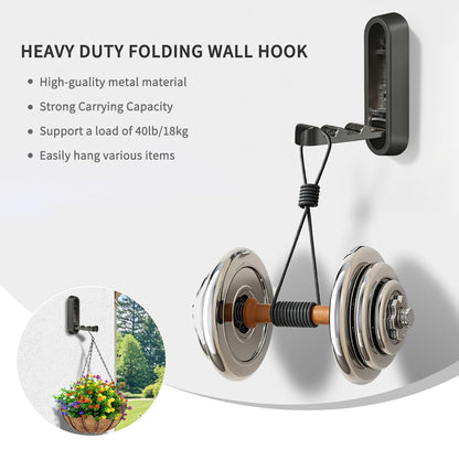 Storage hook — Foldable wall design with 40 lbs capacity for space saving