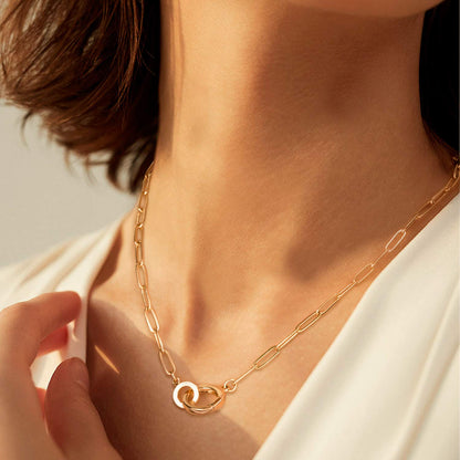 LANE WOODS paperclip necklace — 14K gold plated dainty link chain jewelry for women