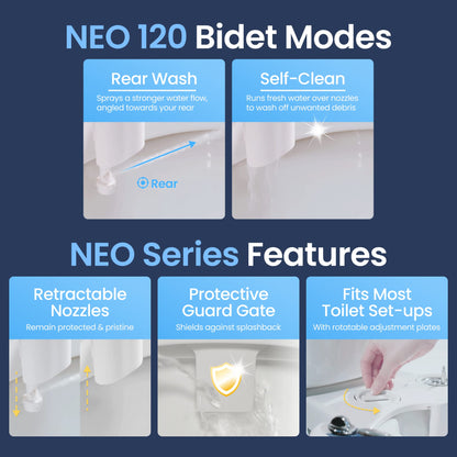 LUXE bidet NEO 120 — self-cleaning non-electric bidet attachment for toilet seat