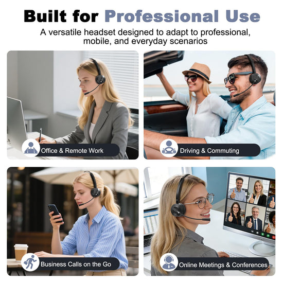 BlueFire Bluetooth Headset with Microphone, Single-Ear On-Ear Headphones, Lightweight & Comfortable, Clear Call Noise Reduction, Multipoint Connection for Truck Drivers, Office & Call Center