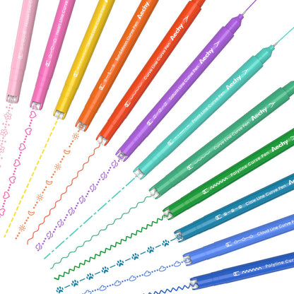 AECHY marking pen — dual tip with curve shapes and 8 colors for note taking supplies