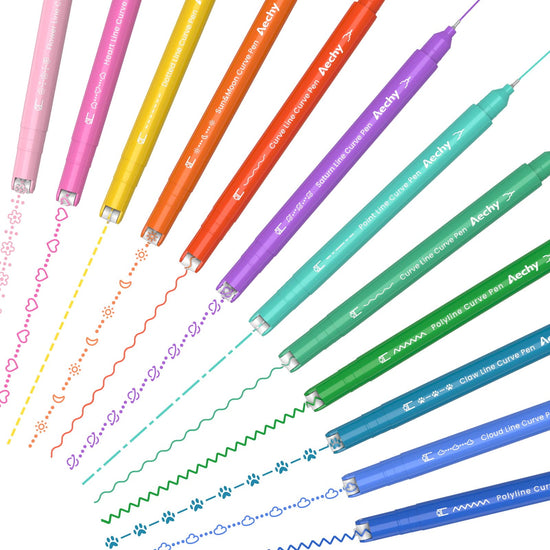 AECHY marking pen — dual tip with curve shapes and 8 colors for note taking supplies