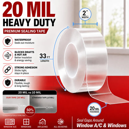 Transparent window weather stripping — residue-free clear insulation tape for doors and windows