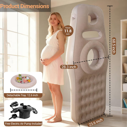 Body positioner — Inflatable pillow for stomach sleepers with belly and head hole
