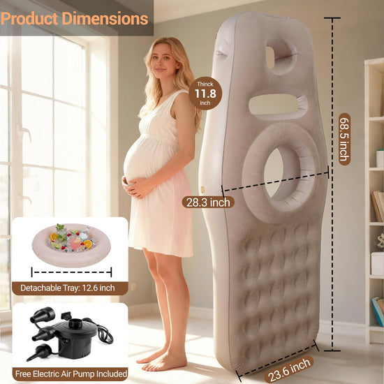 Body positioner — Inflatable pillow for stomach sleepers with belly and head hole
