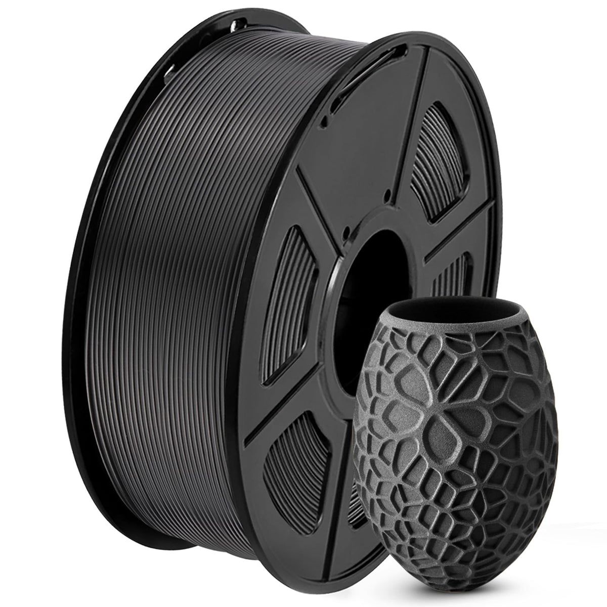 SUNLU thermoplastic filament — 1.75mm PLA, 1kg spool, black, for most FDM printers