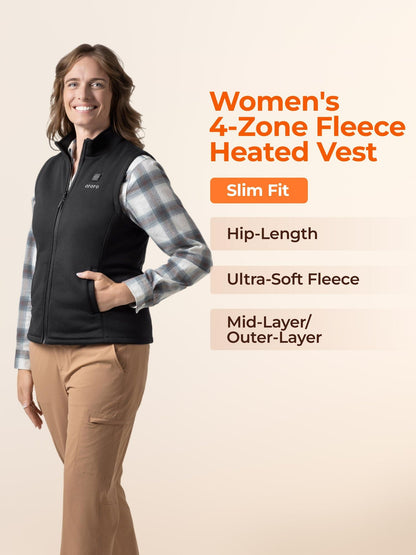 ORORO women's heated fleece vest with heated collar and battery