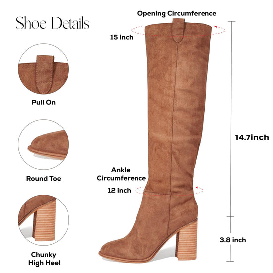 Erocalli suede knee-high boots — Chunky block heel with slouch design