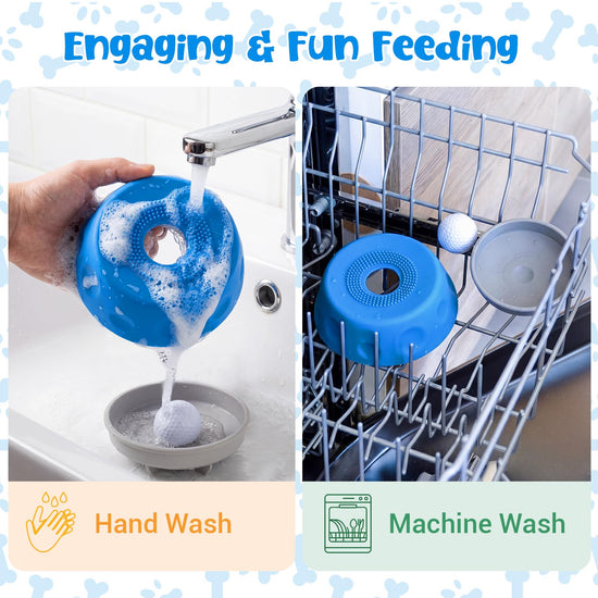 Slow Feeder Dog Bowl with Interactive Roll Ball, Anti-Slip Dog Lick Bowl
