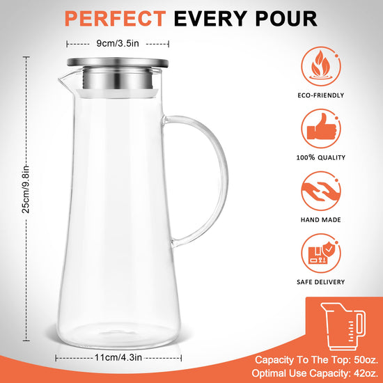 Pitcher — Glass construction with lid from SUSTEAS