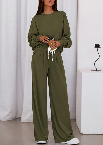 Coordinated outfit — PrettyGarden women's lounge set with long sleeve sweatshirt and wide leg pants