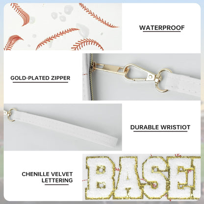 Baseball gift handbag - Clear chenille letter zipper pouch accessory