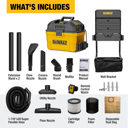 Dewalt vacuum cleaner — Portable 6 gallon wall-mounted wet dry model DXV06G