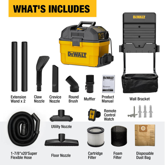 Dewalt vacuum cleaner — Portable 6 gallon wall-mounted wet dry model DXV06G