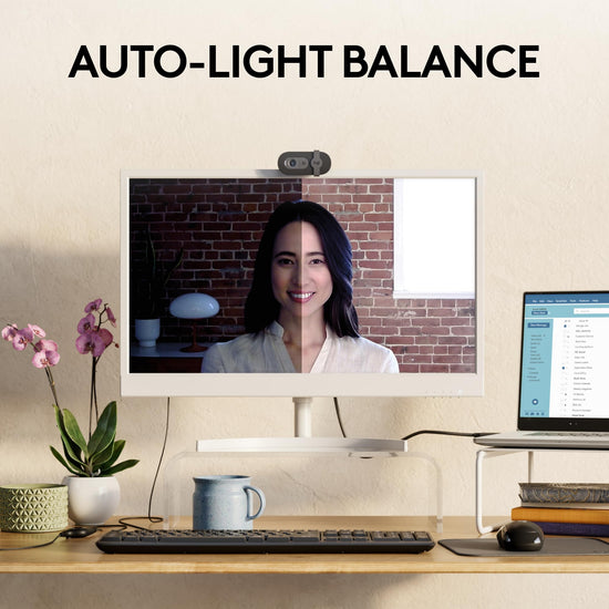 Logitech Brio webcam — Full HD 1080p with built-in mic and shutter