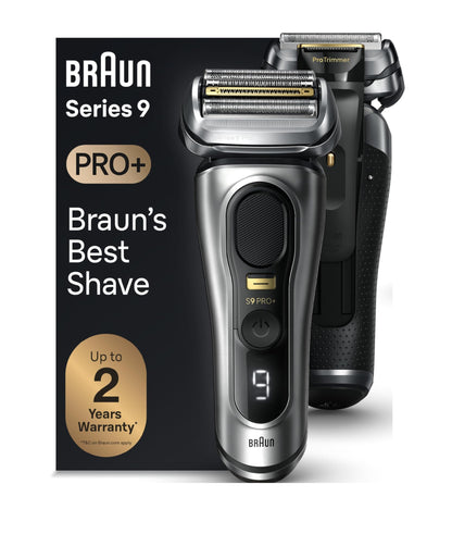Braun Series 9 Pro+ electric shaver - stainless steel, rechargeable battery powered