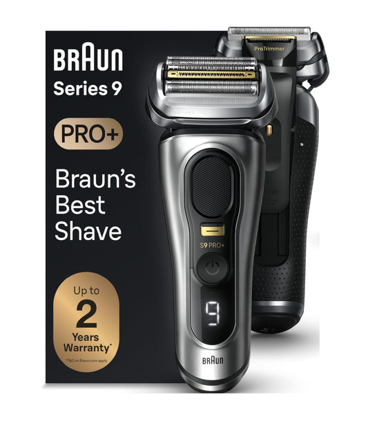 Braun Series 9 Pro+ electric shaver - stainless steel, rechargeable battery powered