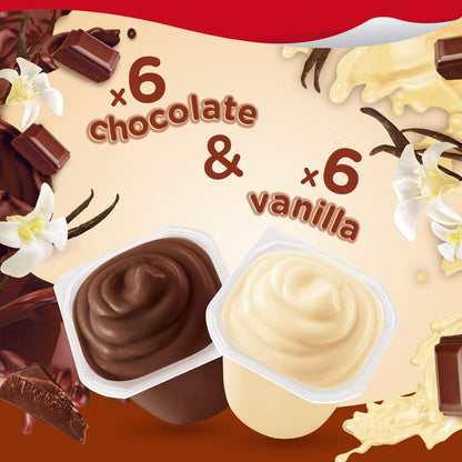 Snack Pack pudding cups - chocolate and vanilla flavors, family pack, 12 count
