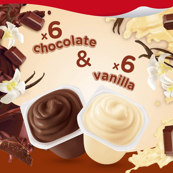 Snack Pack pudding cups - chocolate and vanilla flavors, family pack, 12 count