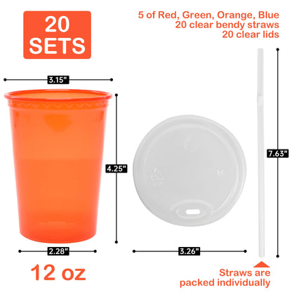 L LIKED 12 oz kids cups with lids and straws in assorted colors