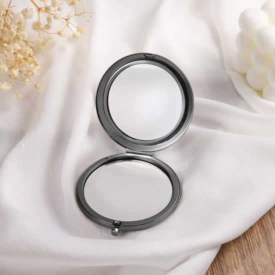 Ahgmeside Personalized Compact Mirror for Women - Pocket Mirror for Women,Custom Birthflower Travel Makeup Mirror for Wife, Mom, Bridesmaid Gifts for Daughter Friend (Black)