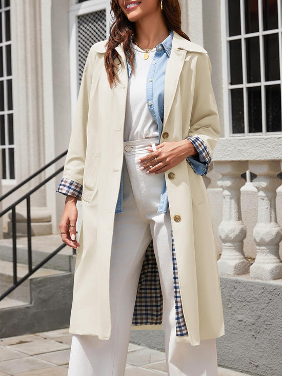 Tankaneo women's long trench coat - oversized windproof overcoat