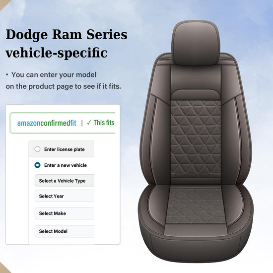 Coverado leather car seat covers — waterproof design for Dodge Ram 1500 2002-2026
