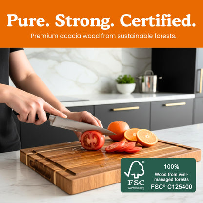 Cutting board — Non toxic acacia wood with natural beeswax finish by Ziruma